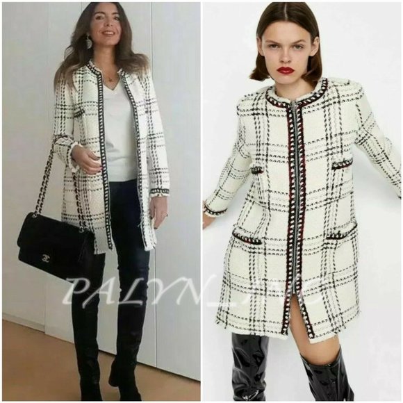 ZARA TWEED PLAID CHECK JACKET COAT 7834/644 - Picture 3 of 12